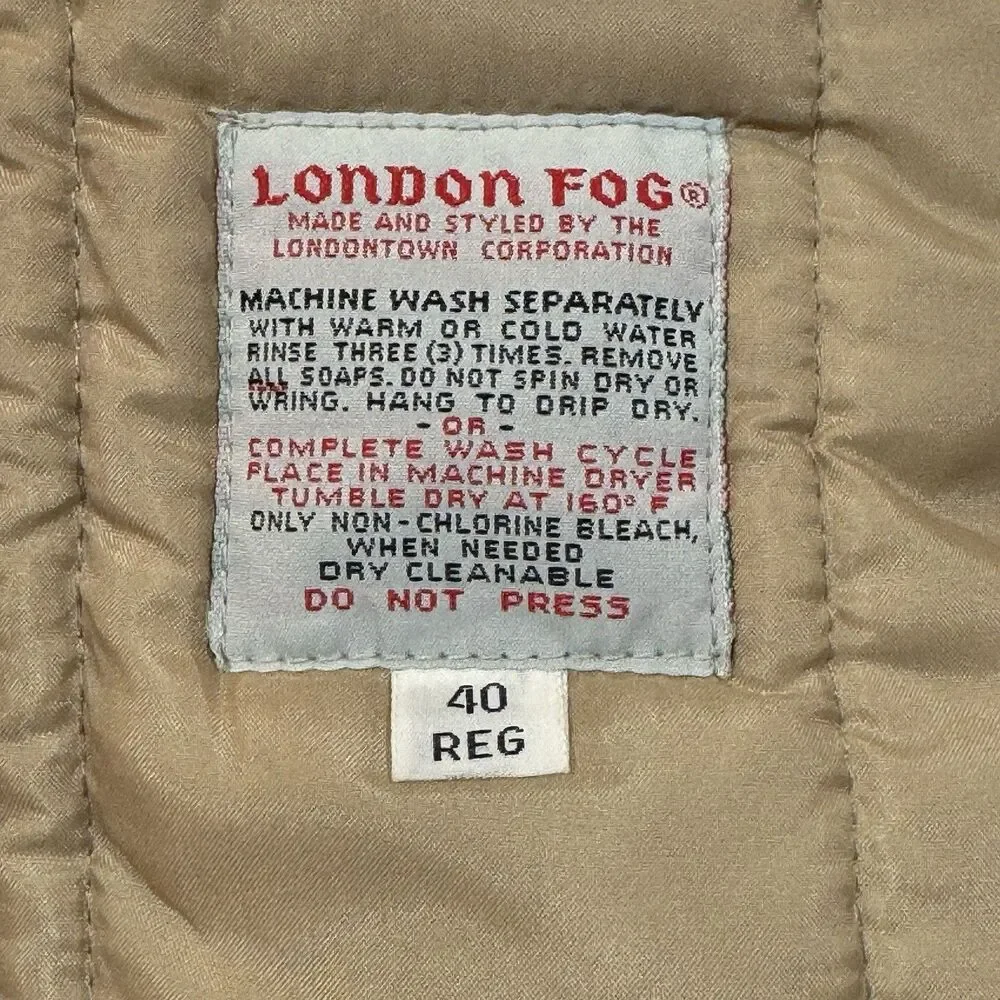 Vintage 80s London Fog Parka 40R Quilted Hooded Coat Big Ben‎ Zip Korea